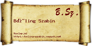 Báling Szabin névjegykártya